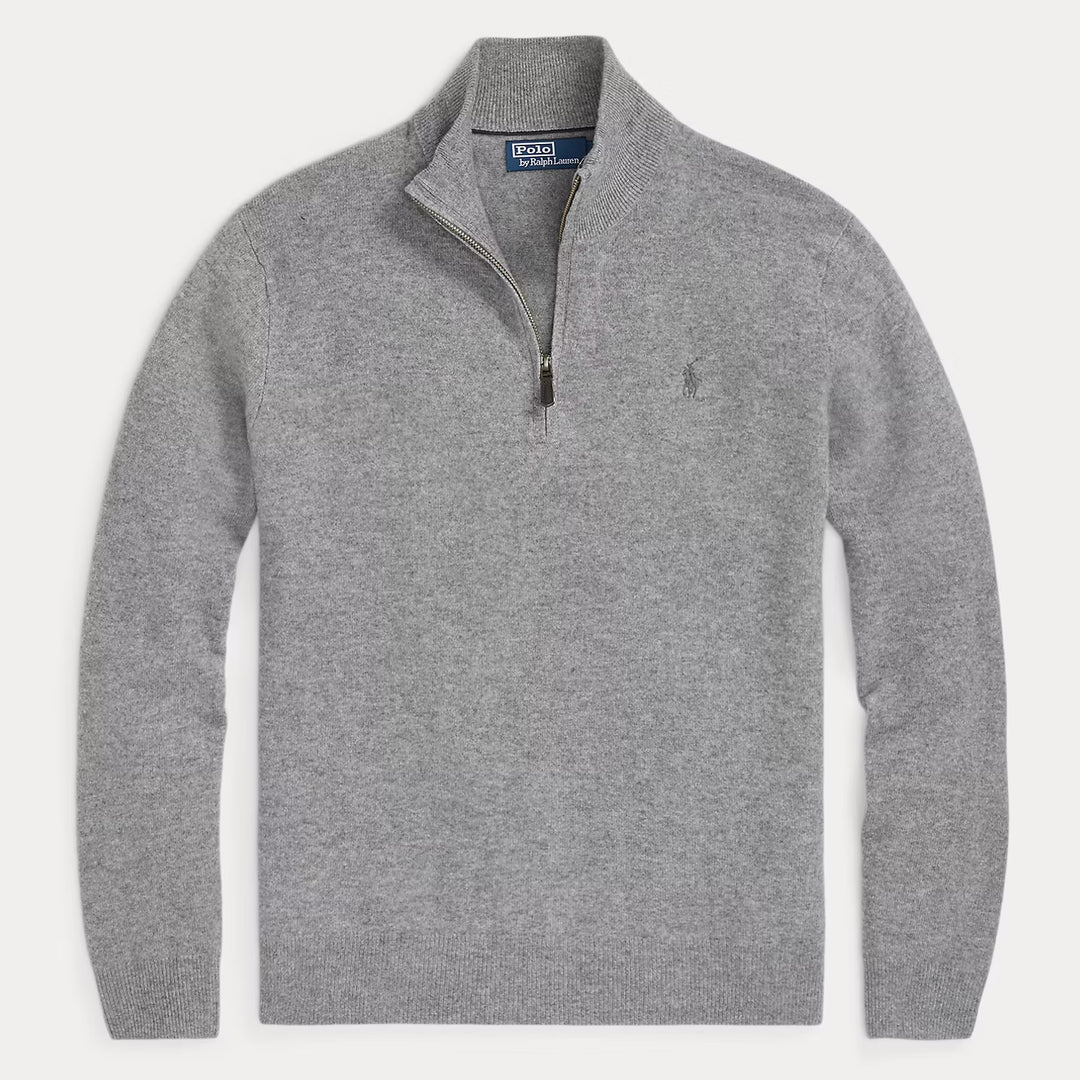 Wool Quarter-zip Jumper Fawn Grey Heather