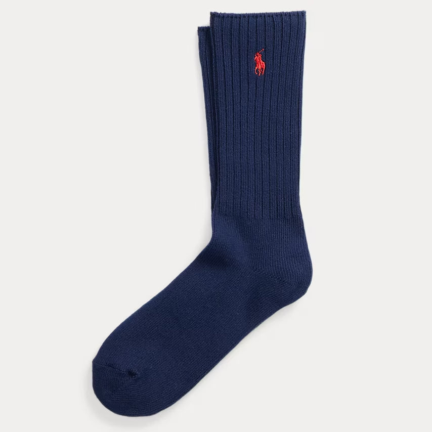 Cotton-blend Crew Socks Navy Red Pp