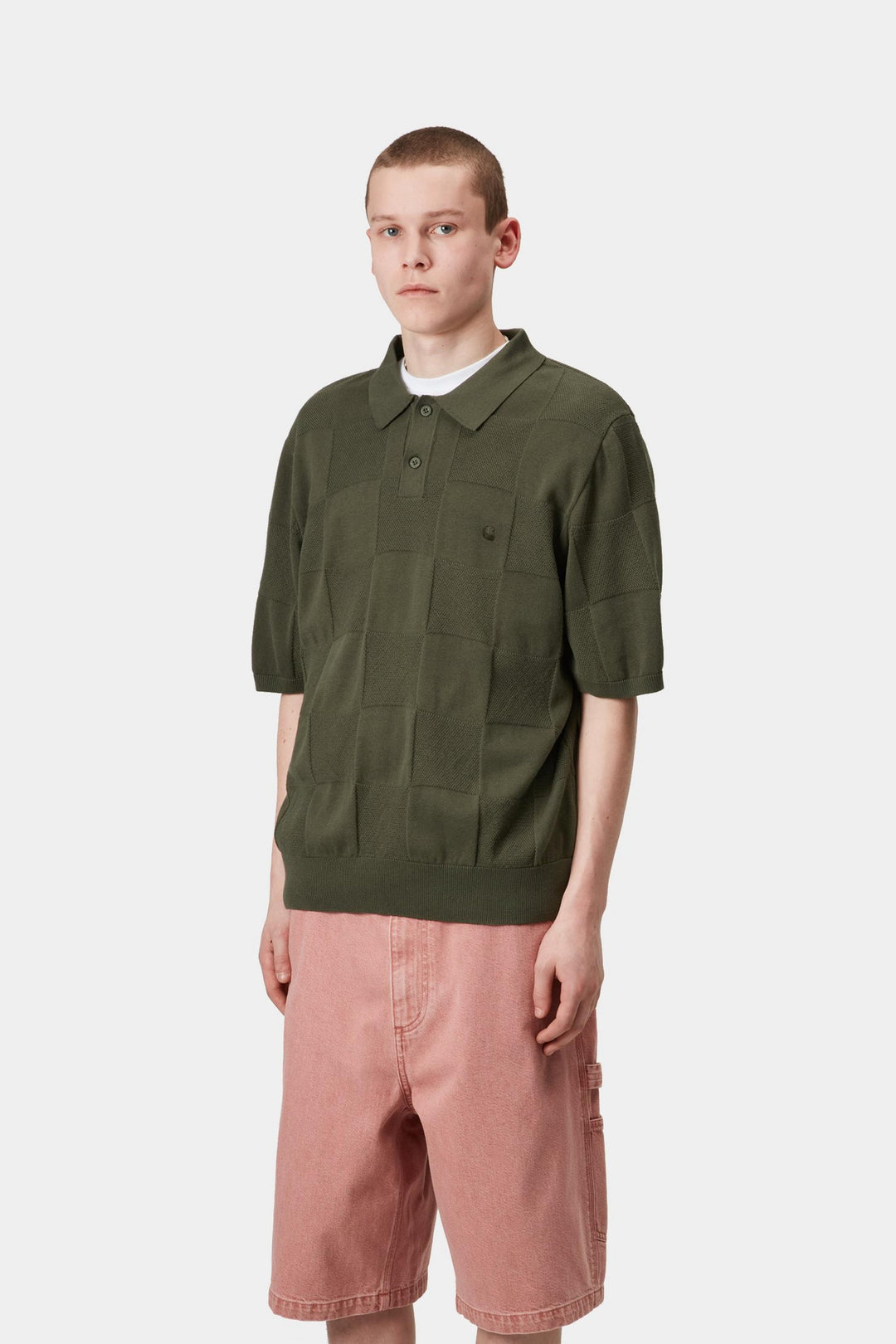 S/S Checker Polo Frosted Blue / ---