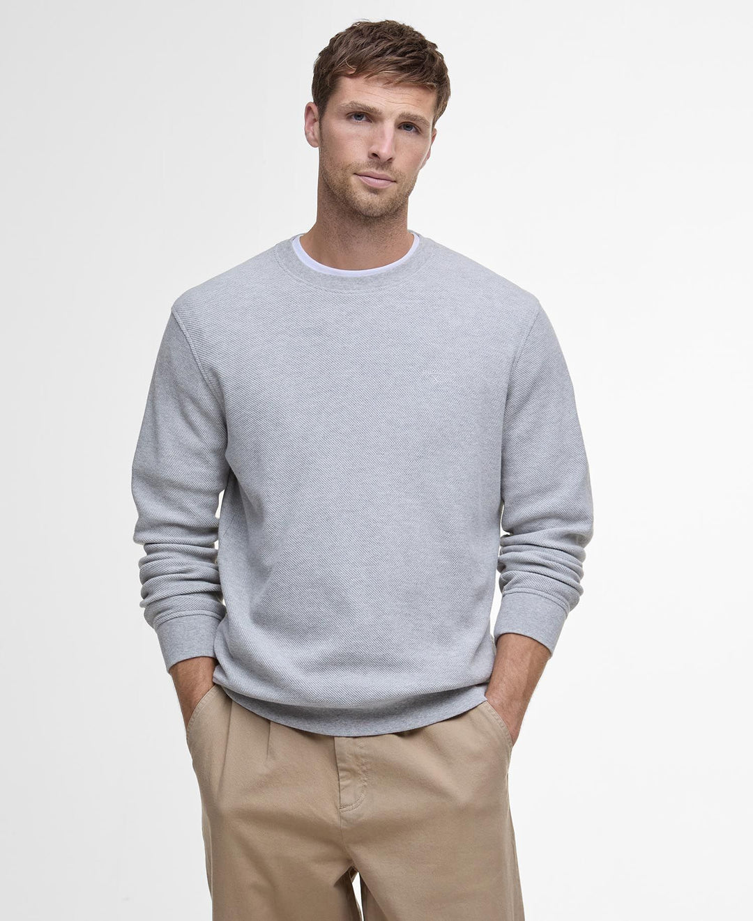 Pique Interlock Crew Sweatshirt Grey Marl