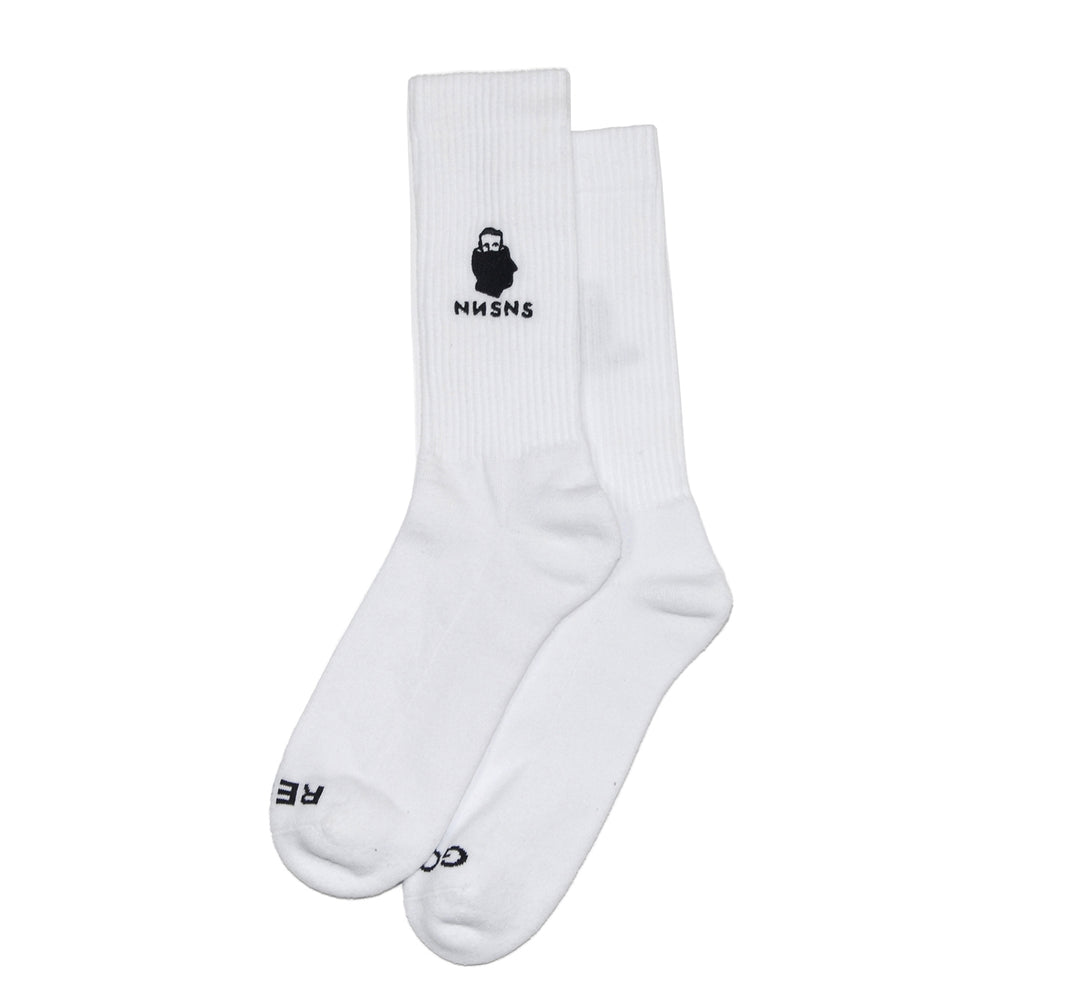 Embroidered Head Logo Socks Embroidered Head Log White