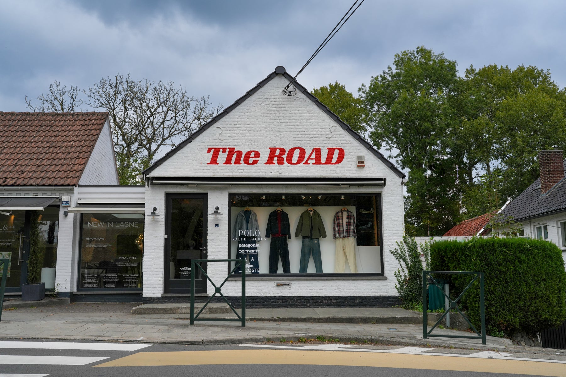 front of store the road