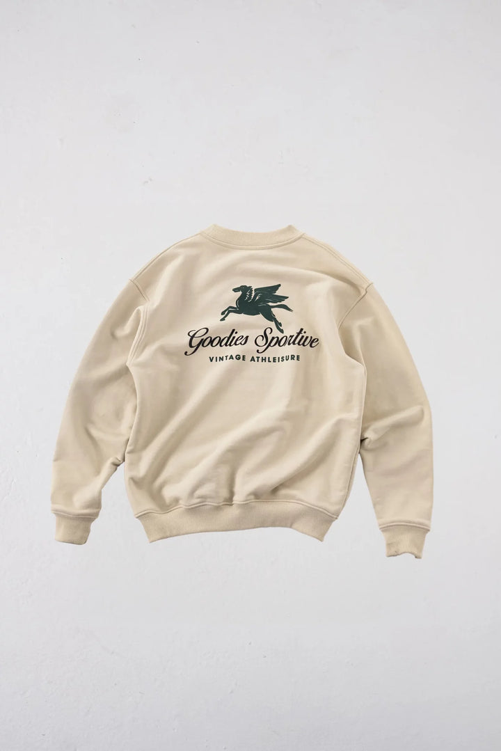 550gms Premium Hummus Crewneck Puff Print Ecru