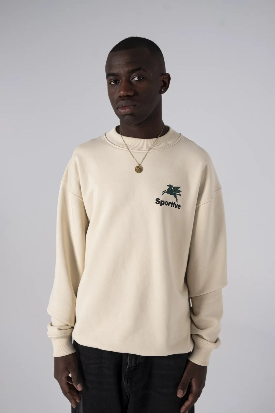550gms Premium Hummus Crewneck Puff Print Ecru