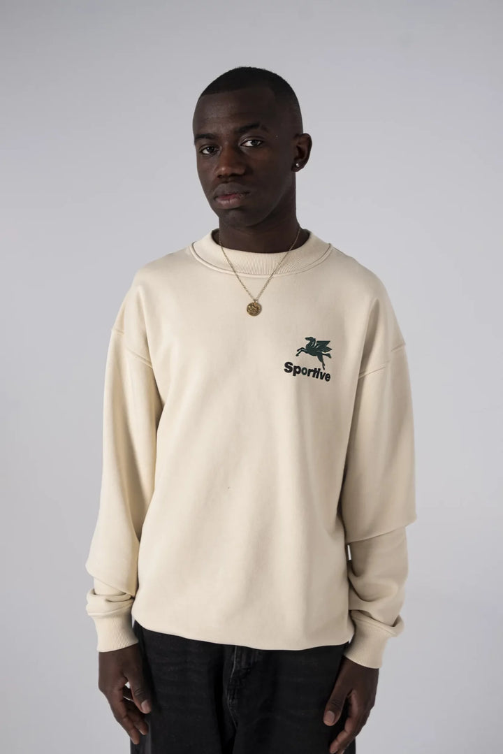 550gms Premium Hummus Crewneck Puff Print Ecru