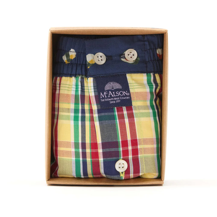 Boxer Short Checkered Red, Yellow & Navy