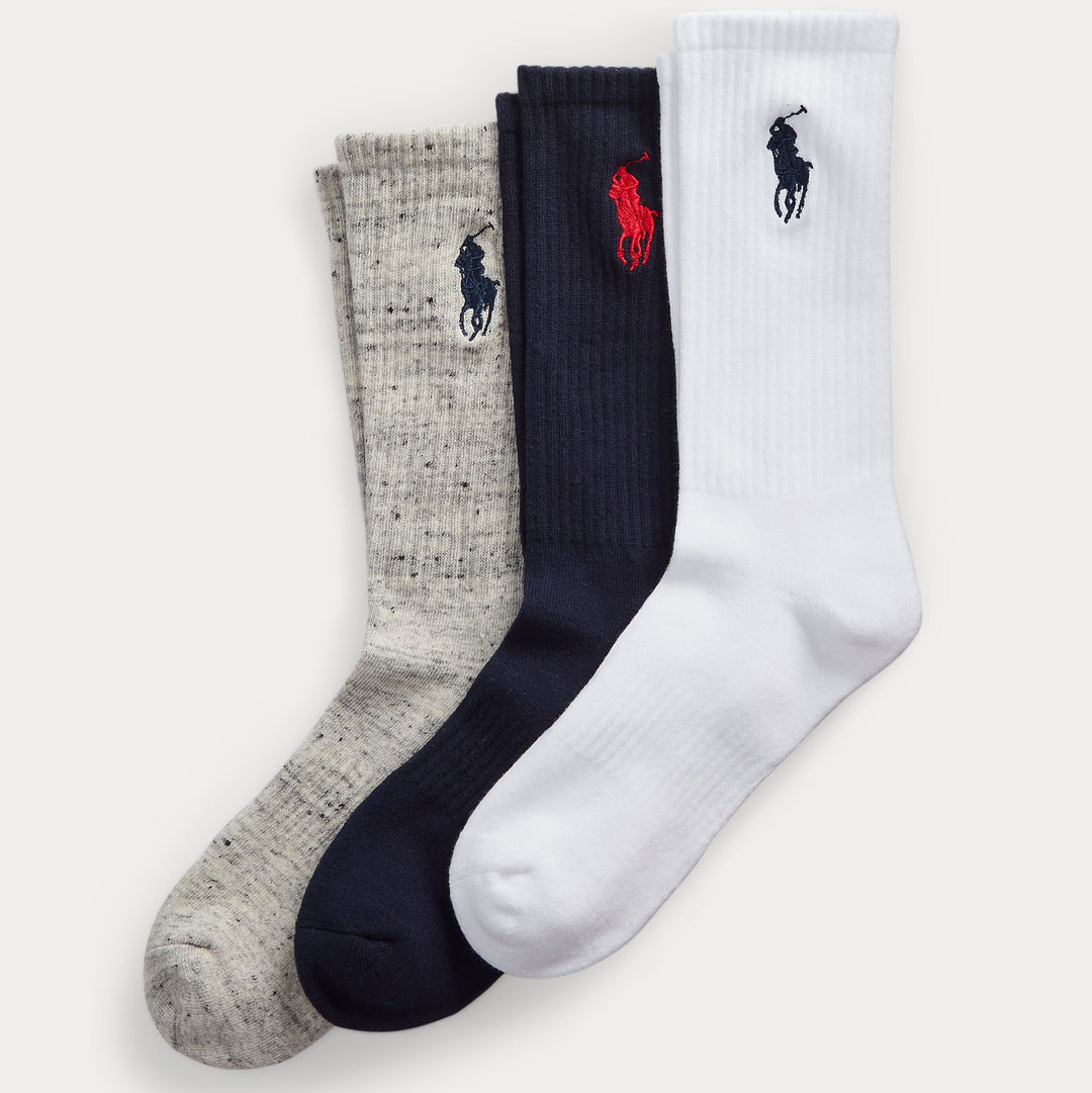 Big Pony Crew Sock 3-pack Navy Assorted