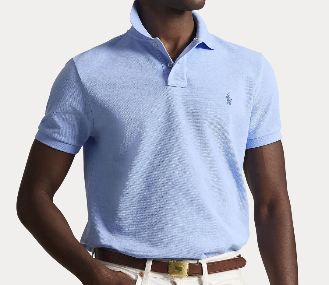 Custom Slim Fit Mesh Polo Austin Blue - The Road 1380