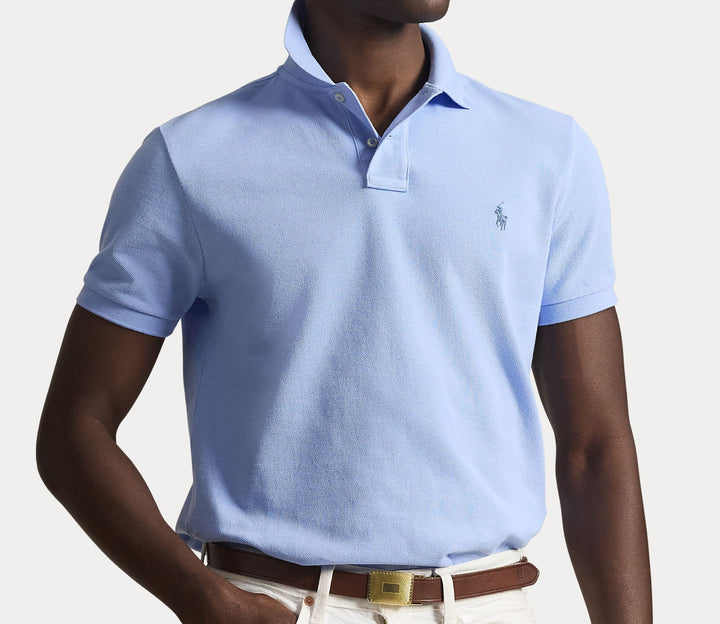 Custom Slim Fit Mesh Polo Austin Blue - The Road 1380