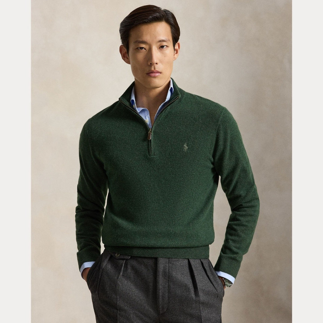 Wool Quarter-zip S Lodgepole Pine Heather - The Road 1380