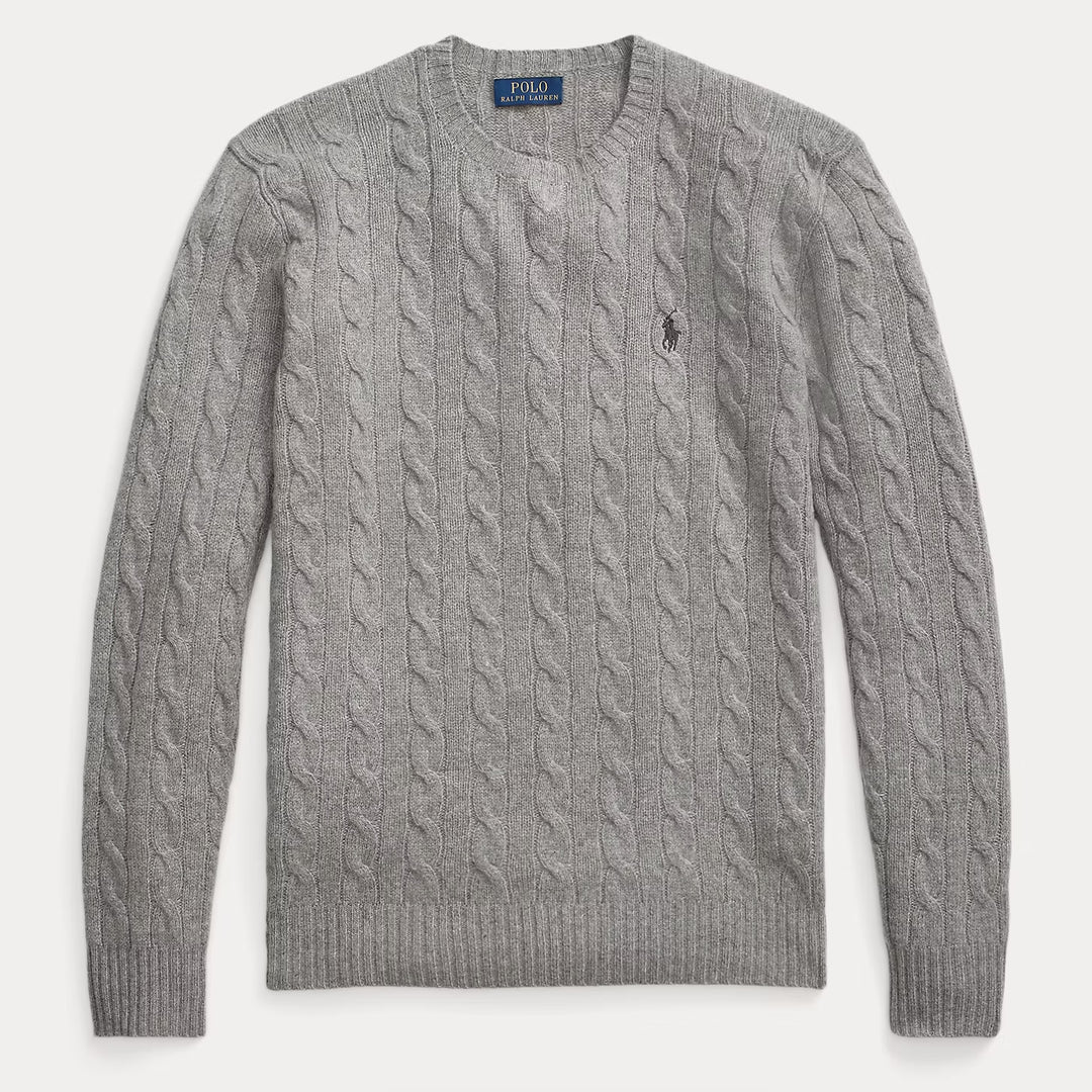 Cable-knit Wool-cashmer Fawn Grey Heather