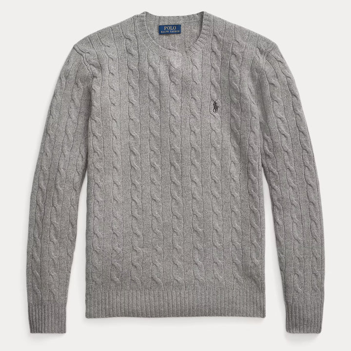 Cable-knit Wool-cashmer Fawn Grey Heather
