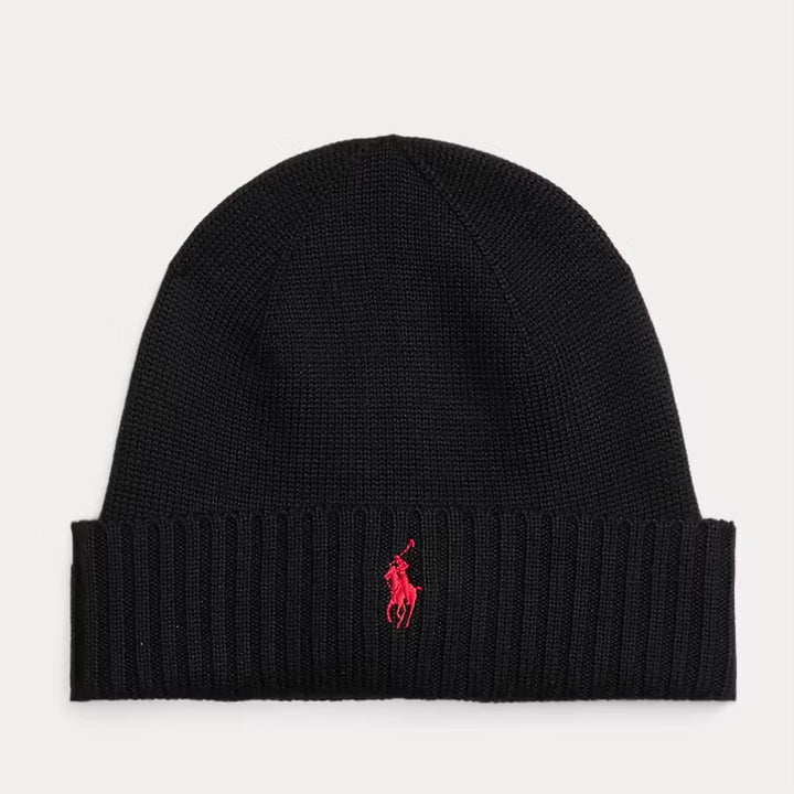 Signature Pony Wool Beanie Polo Black
