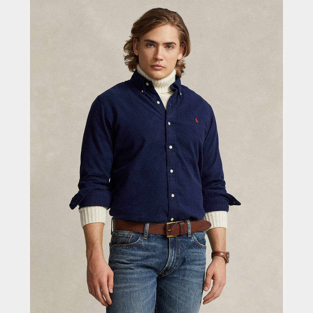 Custom Fit Brushed Flannel S Newport Navy - The Road 1380