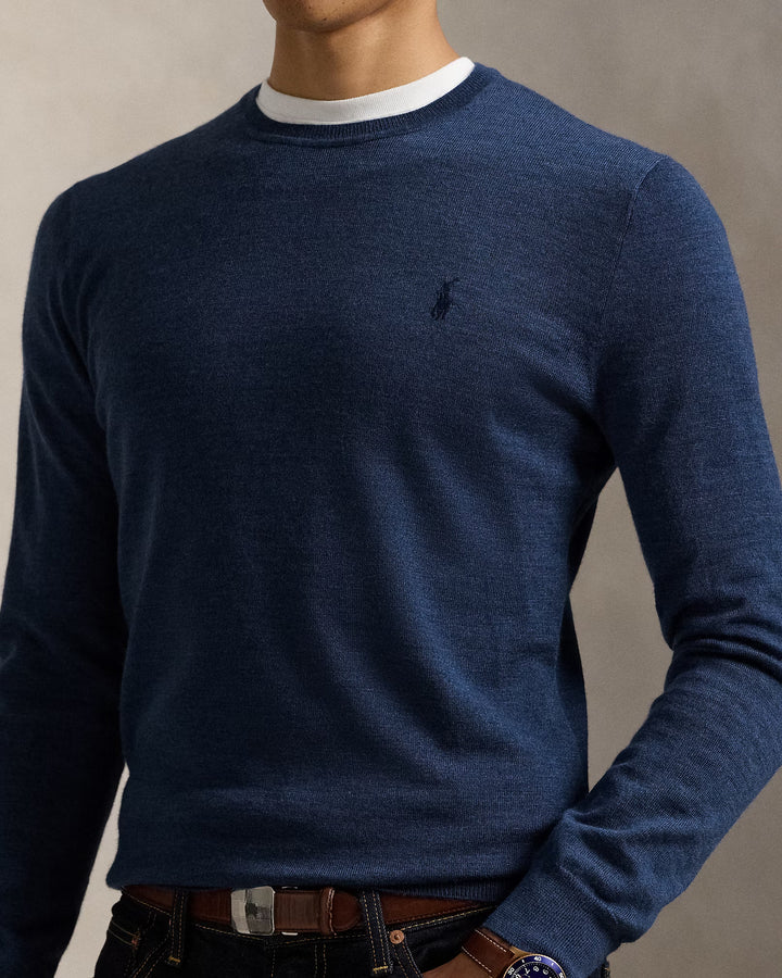 Slim Fit Washable Wool Crewneck Jumper Long Sleeve Pullover