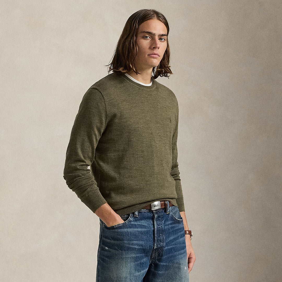 Slim Fit Washable Wool Crewneck Jumper Long Sleeve Pullover