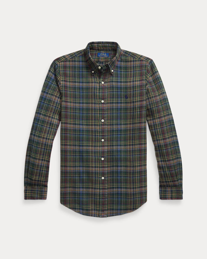 Custom Fit Plaid Brushed Flannel Shirt Long Sleeve Sport Shirt