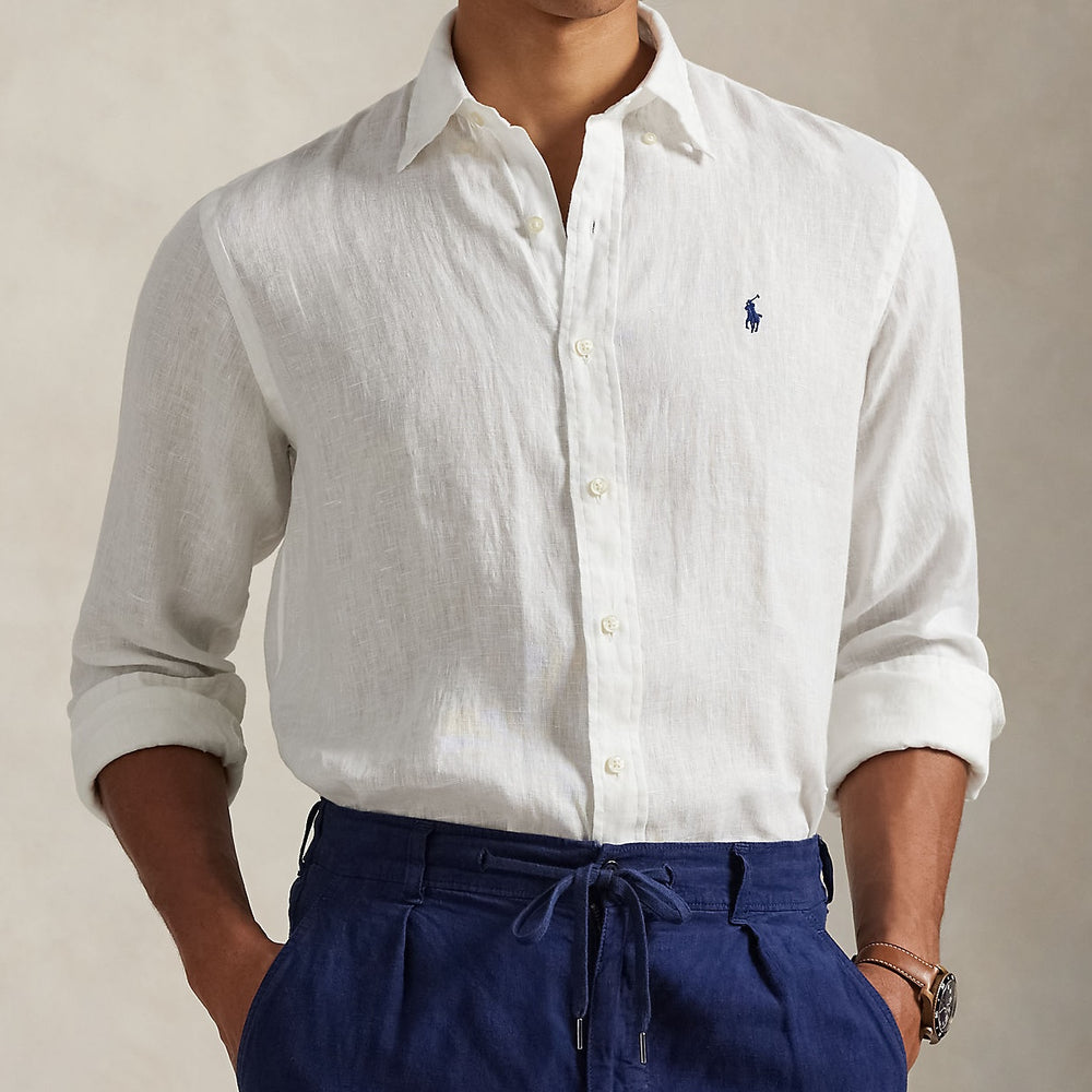 Custom Fit Linen Shirt Ceramic White - The Road 1380