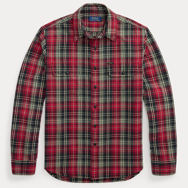 Classic Fit Plaid O Red Black Multi