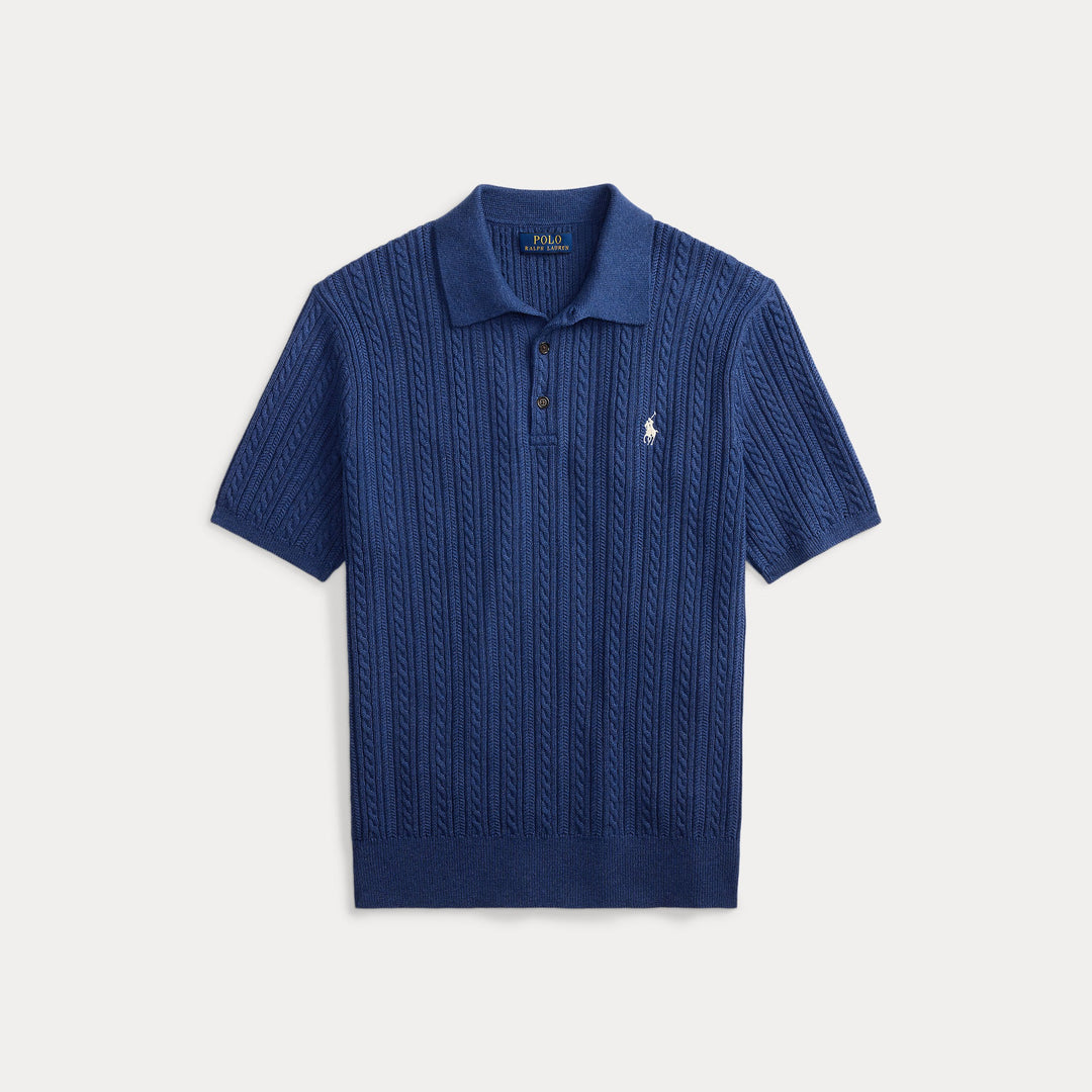 Cable-knit Cotton Polo-c Rustic Navy Hthr - The Road 1380