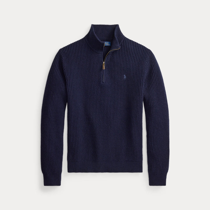 Waffle-knit Wool-cotton Sweat Hunter Navy - The Road 1380