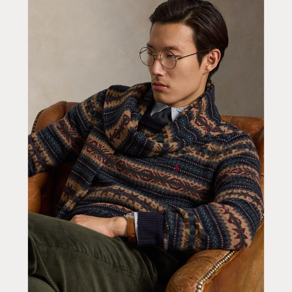 Fair Isle Wool Sweater Navy Combo - The Road 1380