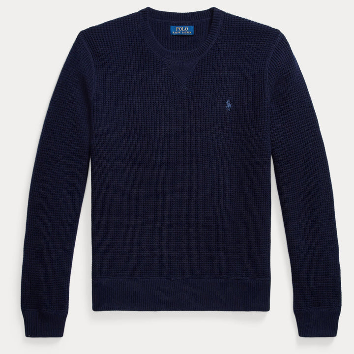 Waffle-knit Wool-cotton Sweat Hunter Navy - The Road 1380