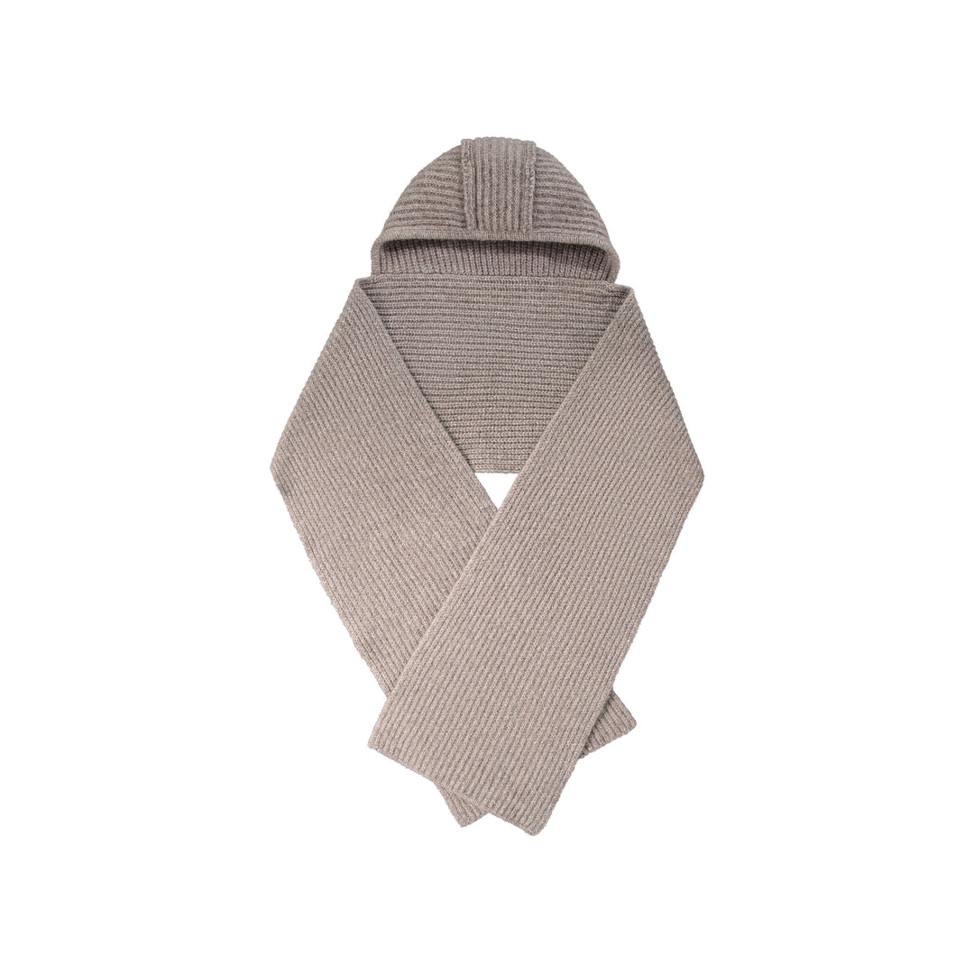 Wool Hooded Scarf Chocolatechip