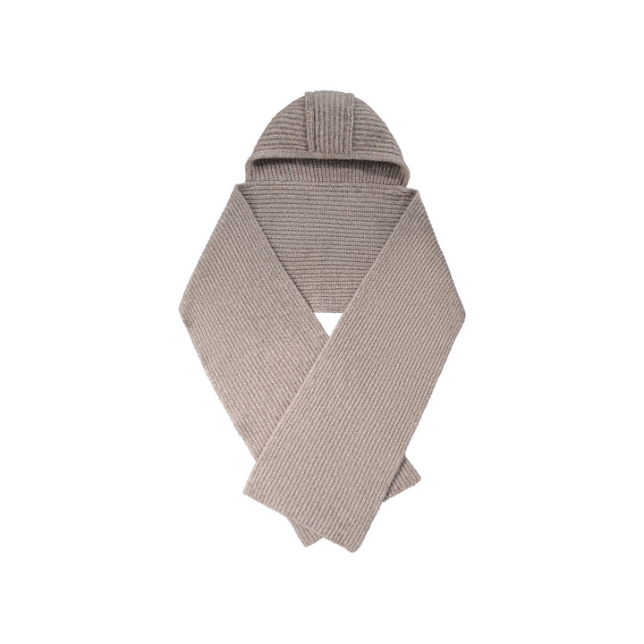 Wool Hooded Scarf Chocolatechip