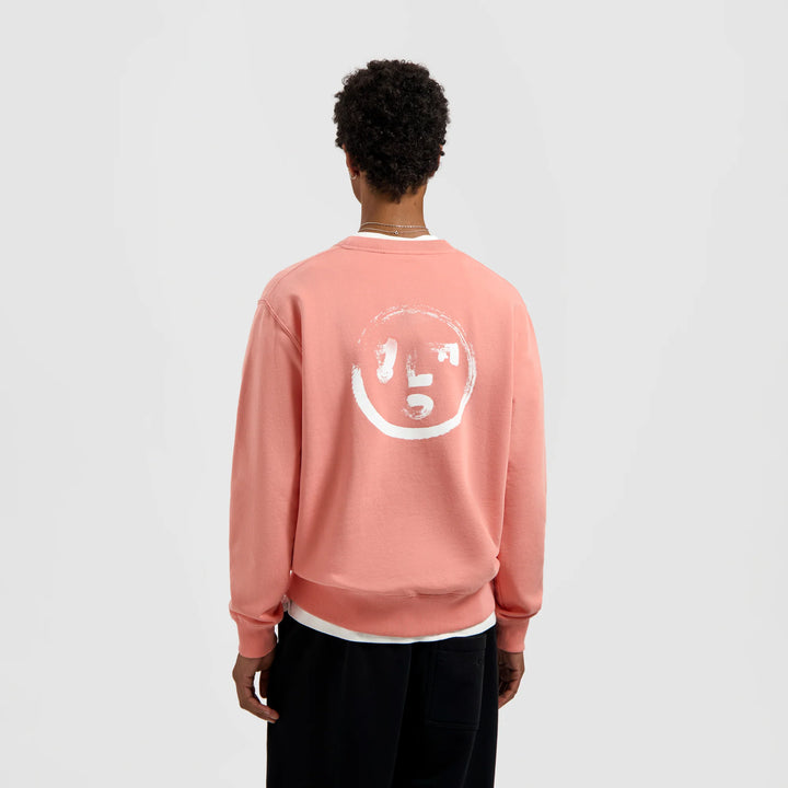 Brushstroke Face Crewneck Burnt Coral