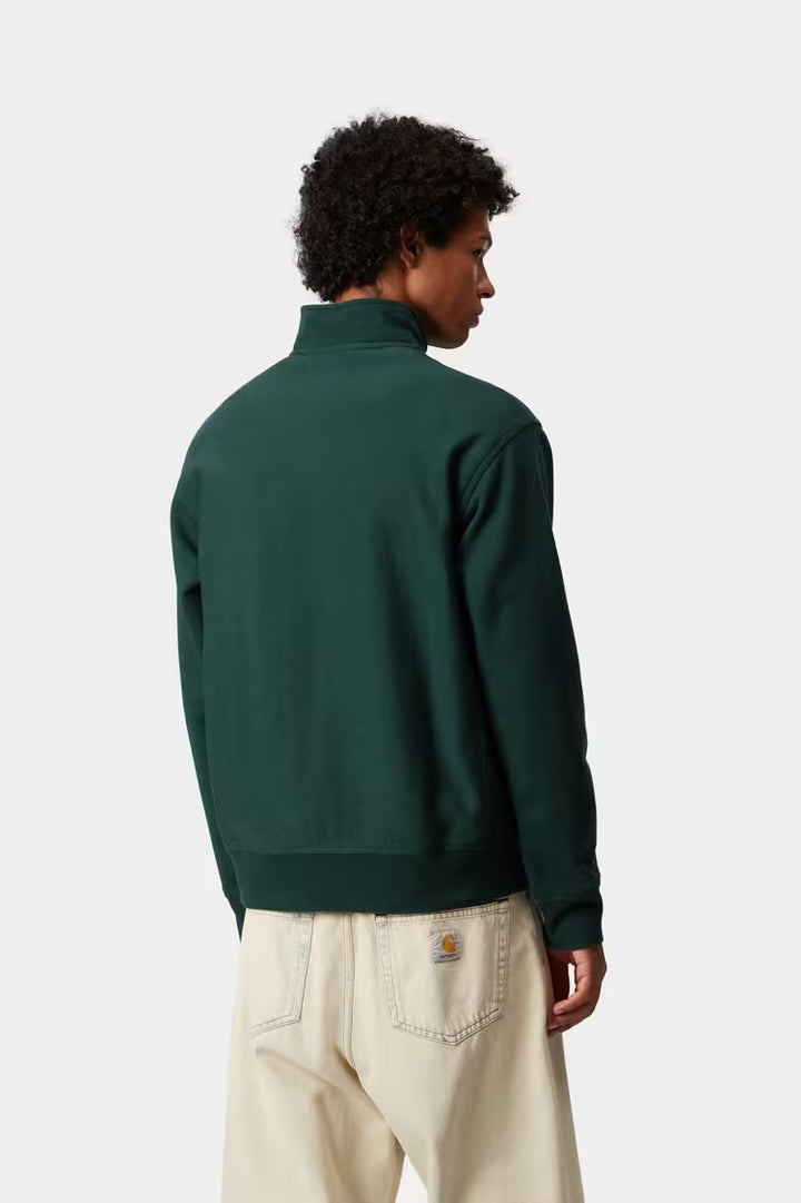 Half Zip American Script Sweat Dark Fir