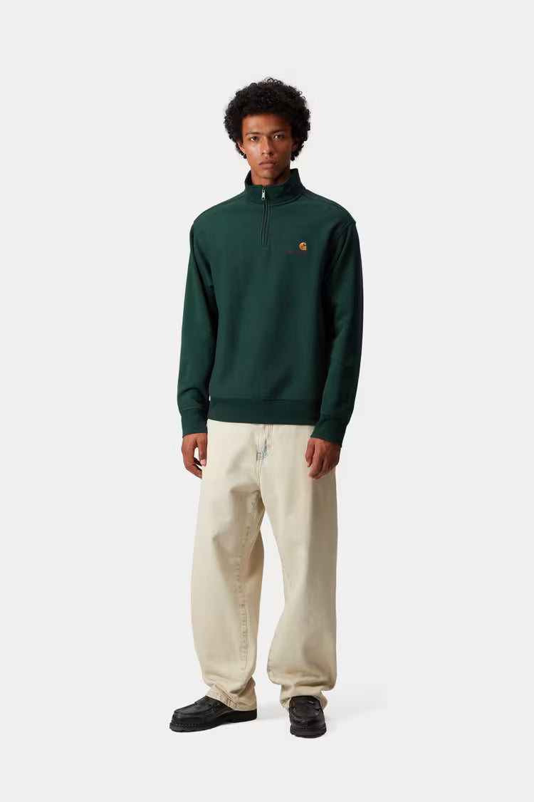 Half Zip American Script Sweat Dark Fir