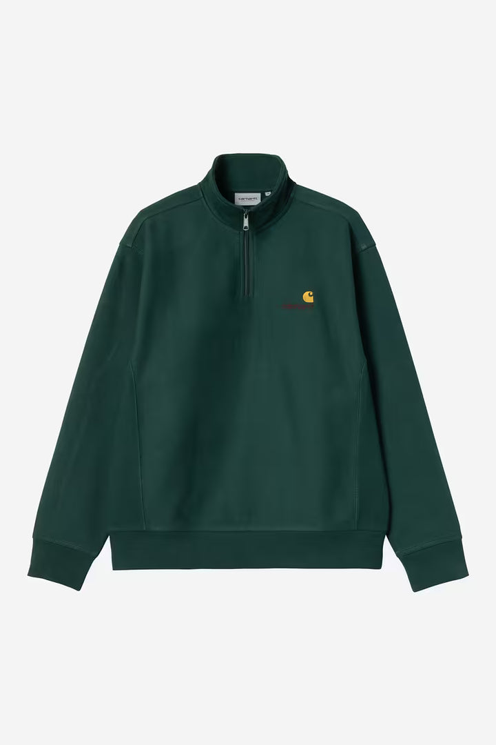 Half Zip American Script Sweat Dark Fir