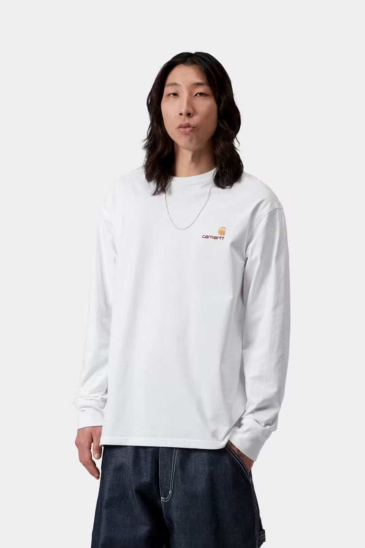 W' L/S American Script T-shirt White