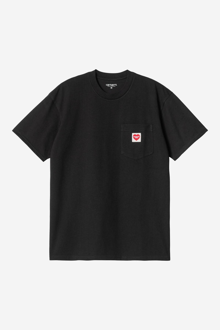 S/S Pocket Heart T-shirt Black / Red