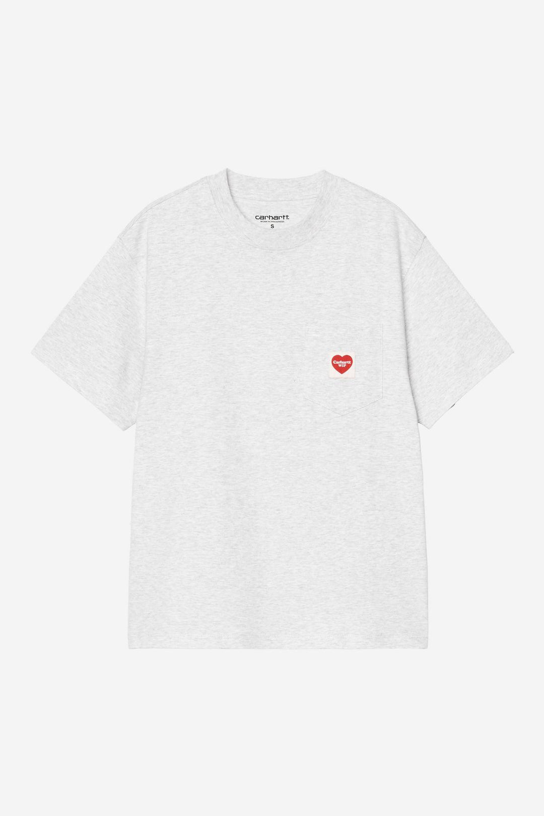 W' S/S Pocket Heart T-shirt Ash Heather / Red - The Road 1380