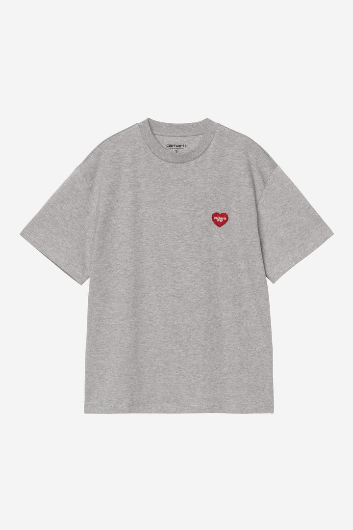 W' S/S Heart Patch T-shirt Grey Heather / Red