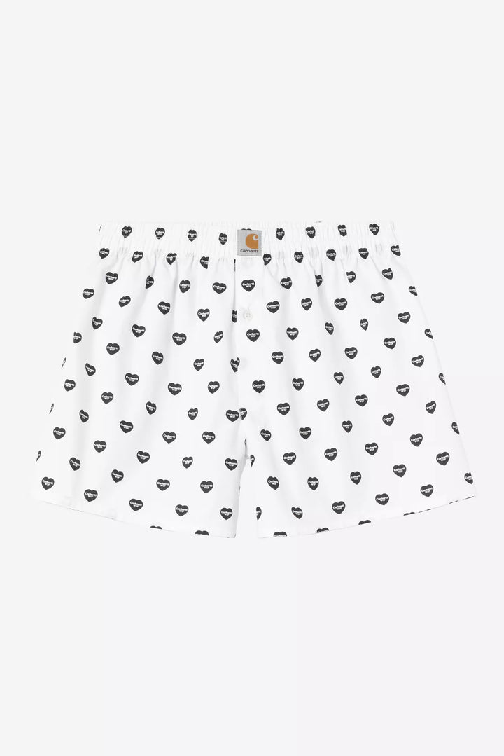 Cotton Boxer Heart Print, White / Black - The Road 1380