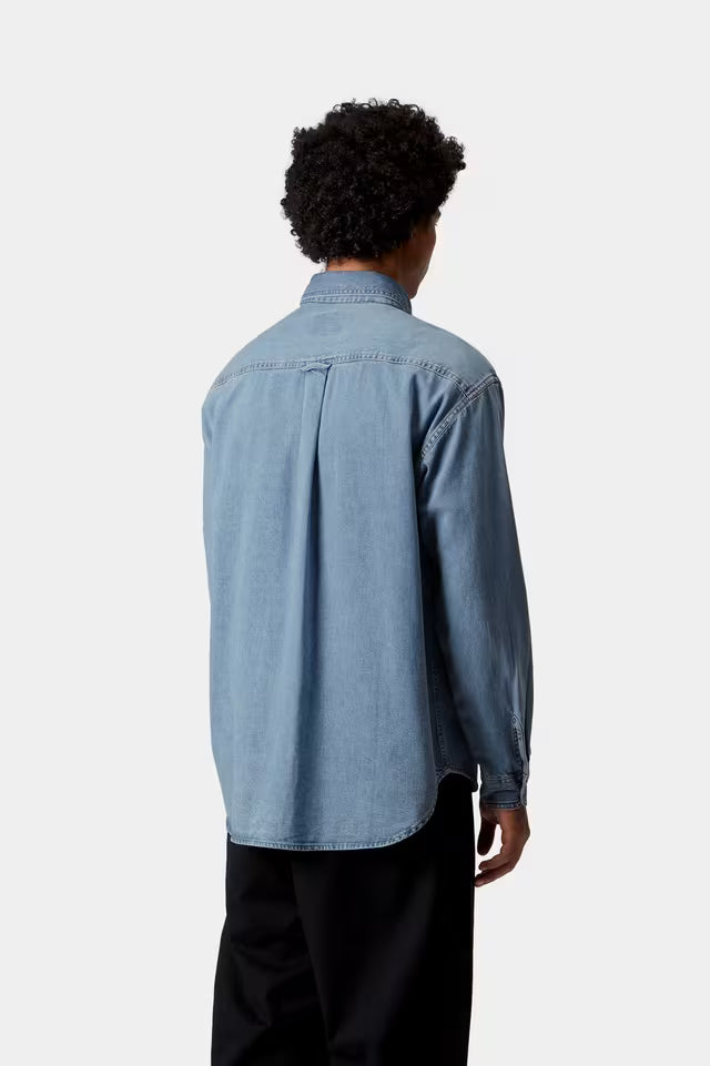 L/S Lucas Shirt Blue Bleached - The Road 1380