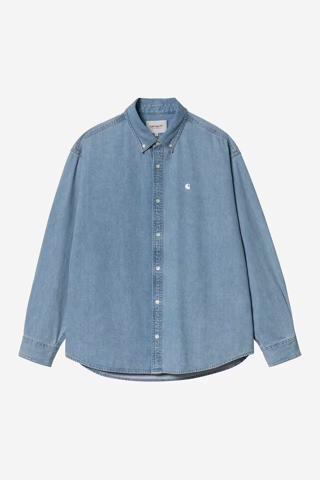 L/S Lucas Shirt Blue Bleached - The Road 1380