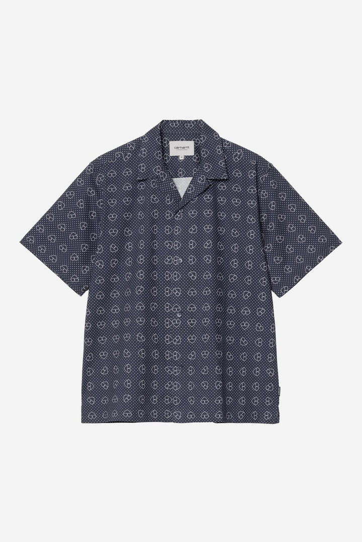 S/S Furoshiki Shirt Furoshiki Print, Blue