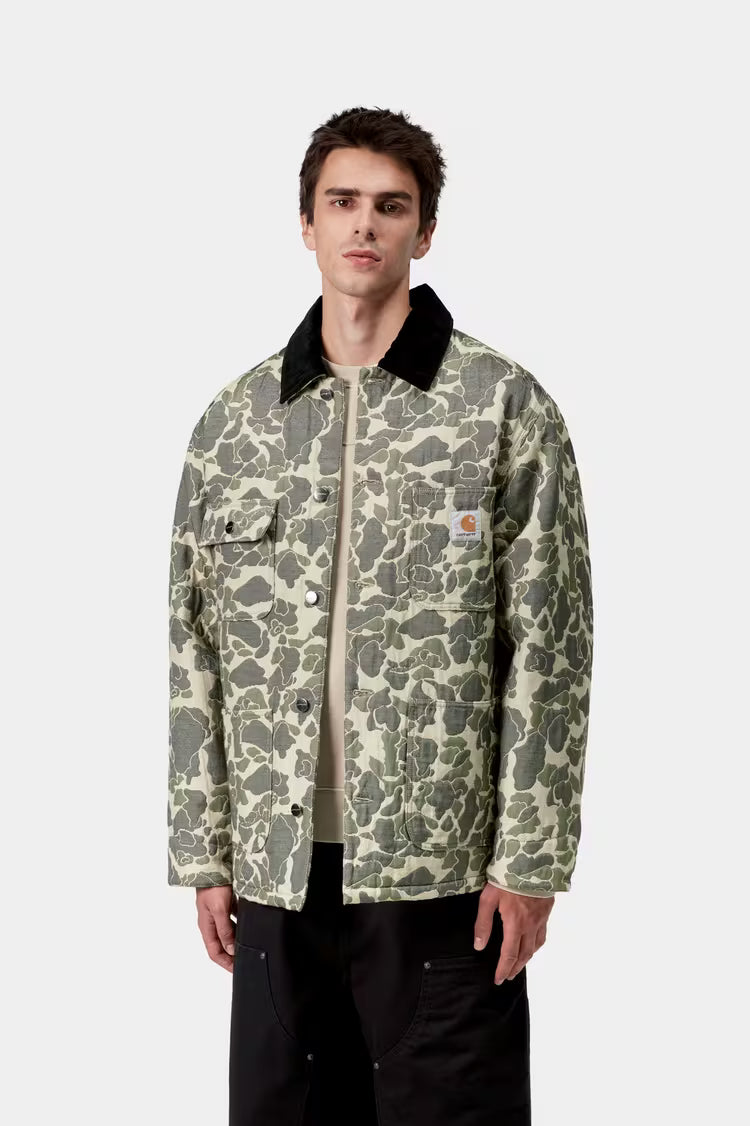 Tapestry Chore Coat Camo Duck Jacquard, Green / Tobacco