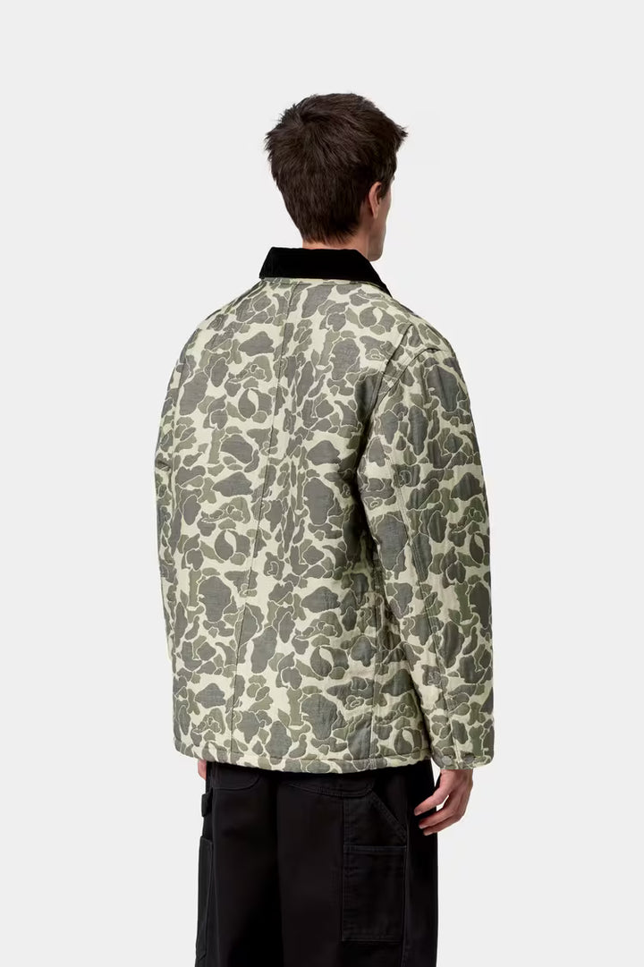 Tapestry Chore Coat Camo Duck Jacquard, Green / Tobacco