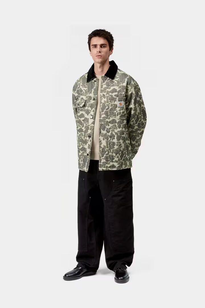 Tapestry Chore Coat Camo Duck Jacquard, Green / Tobacco