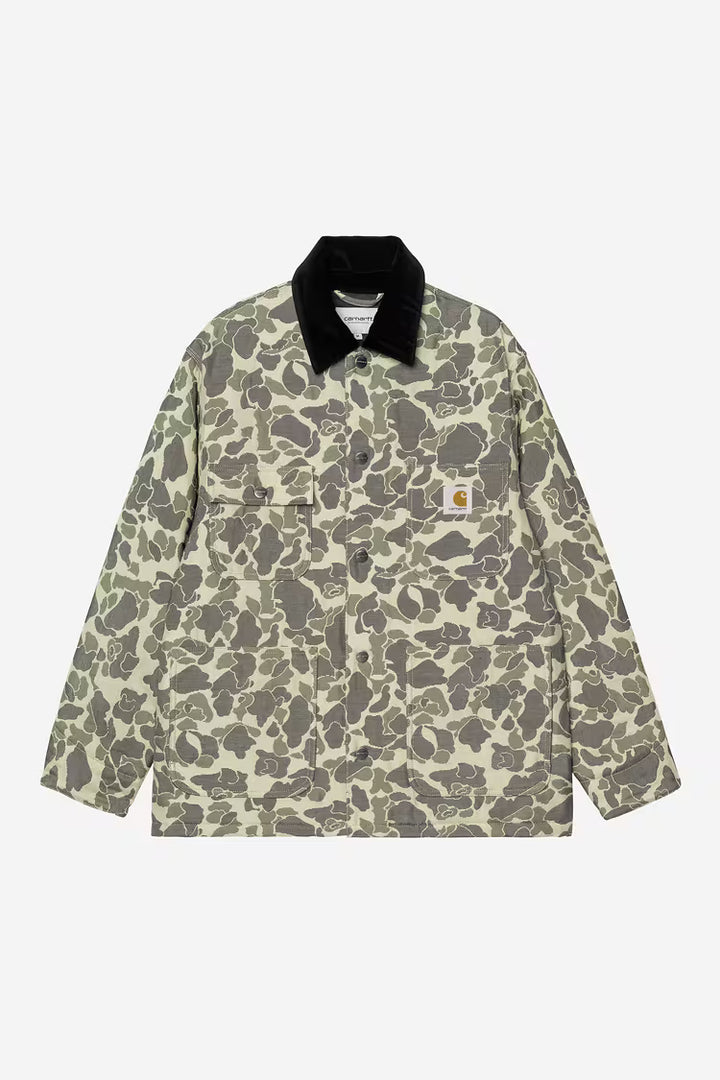 Tapestry Chore Coat Camo Duck Jacquard, Green / Tobacco