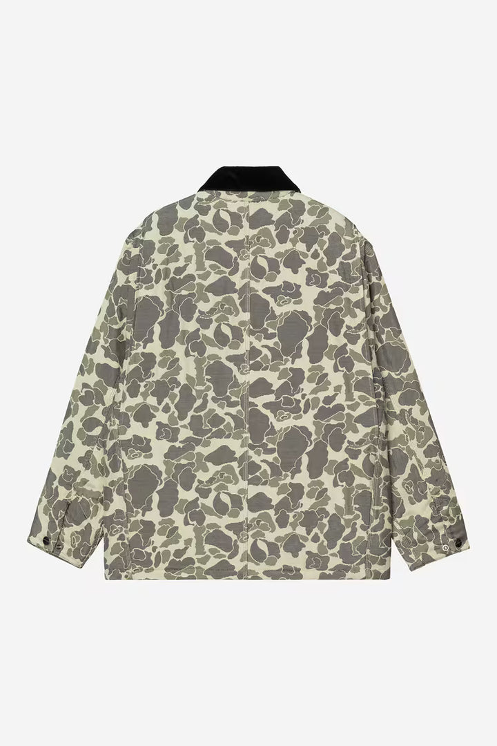 Tapestry Chore Coat Camo Duck Jacquard, Green / Tobacco