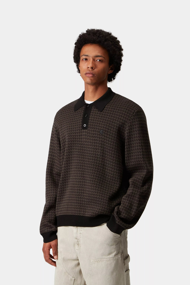 L/S Lowis Polo Lowis Houndstooth, Vitola Heather