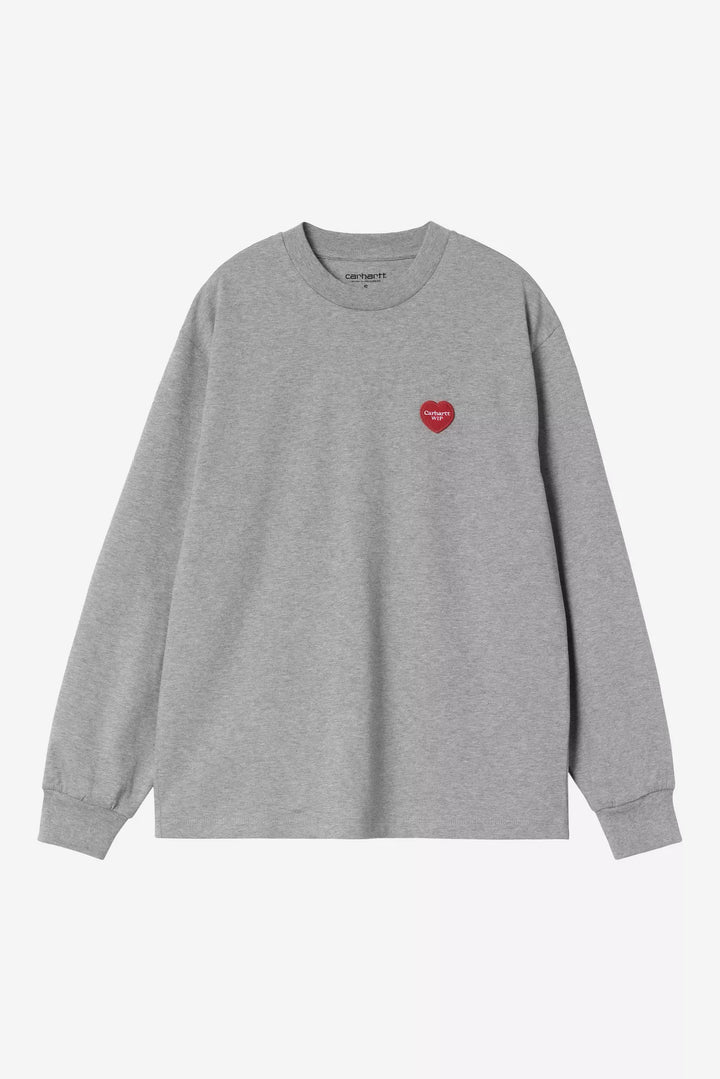 W' L/S Heart Patch T-shirt Grey Heather / Red