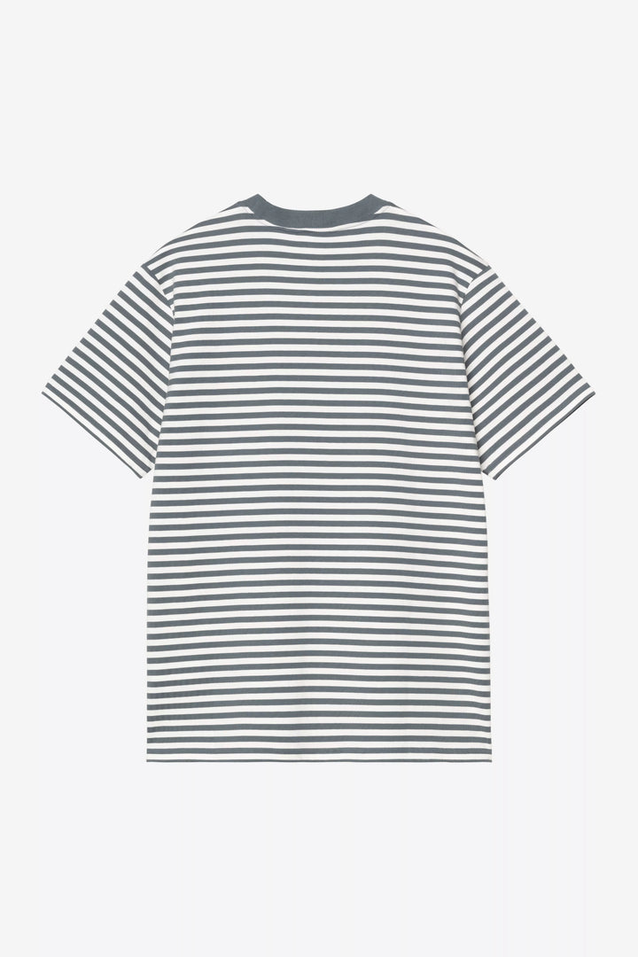 S/S Ezra Pocket T-shirt Ezra Stripe, Cozy Blue / Wax