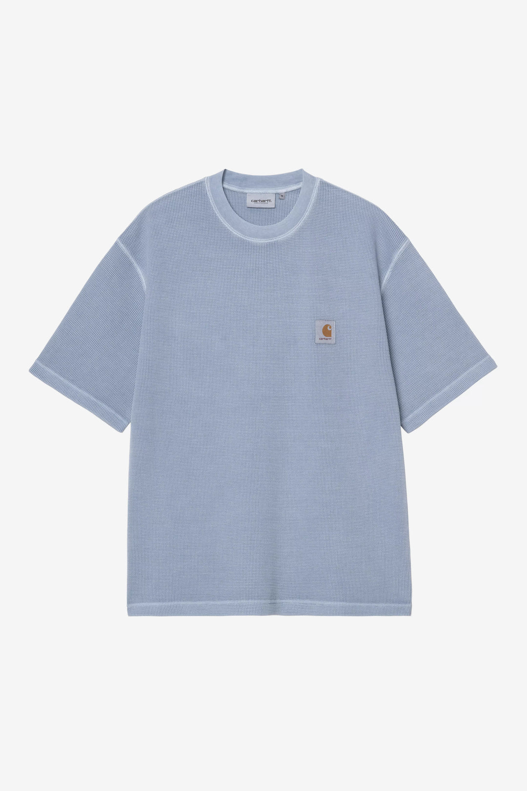 S/S Nelson Waffle T-shirt Gentle Blue, Garment Dyed - The Road 1380